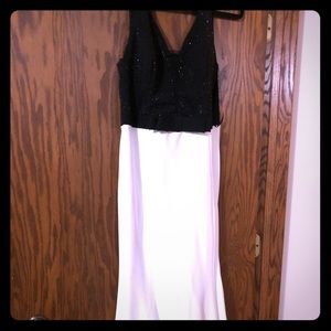 Black and white formal prom dress